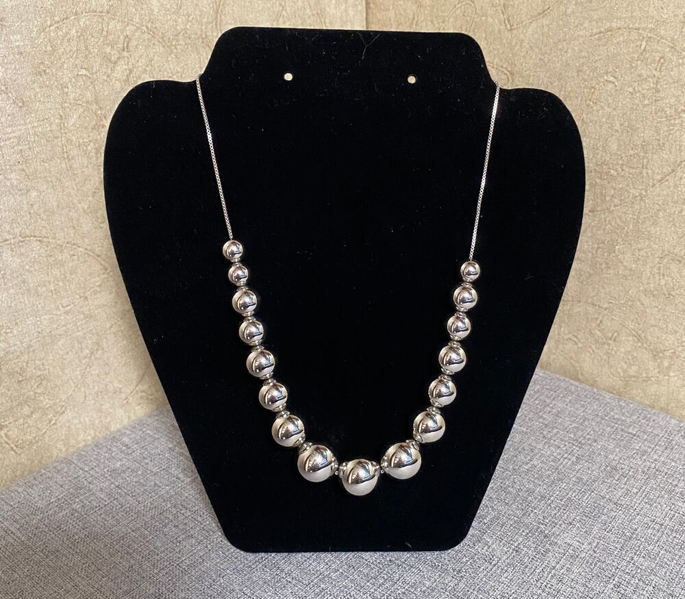 Silver-tone Adjustable Floating Bead Necklace